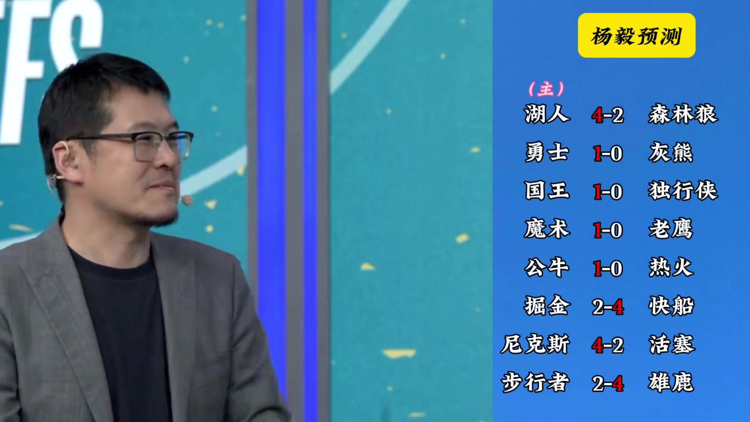 明燈來(lái)了！看看楊毅的季后賽預(yù)測(cè)：湖人4-2狼 快船4-2掘金